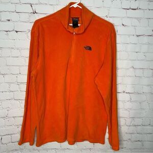 The North Face Men's Sweater Large Orange‎ Fleece Flash Dry 1/3 Zip Pullover